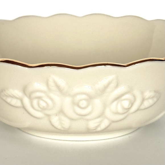 Lenox Ivory Rose Blossom Bowls Gold Trim Porcelain Set Of 2 NEW - Picture 6 of 16